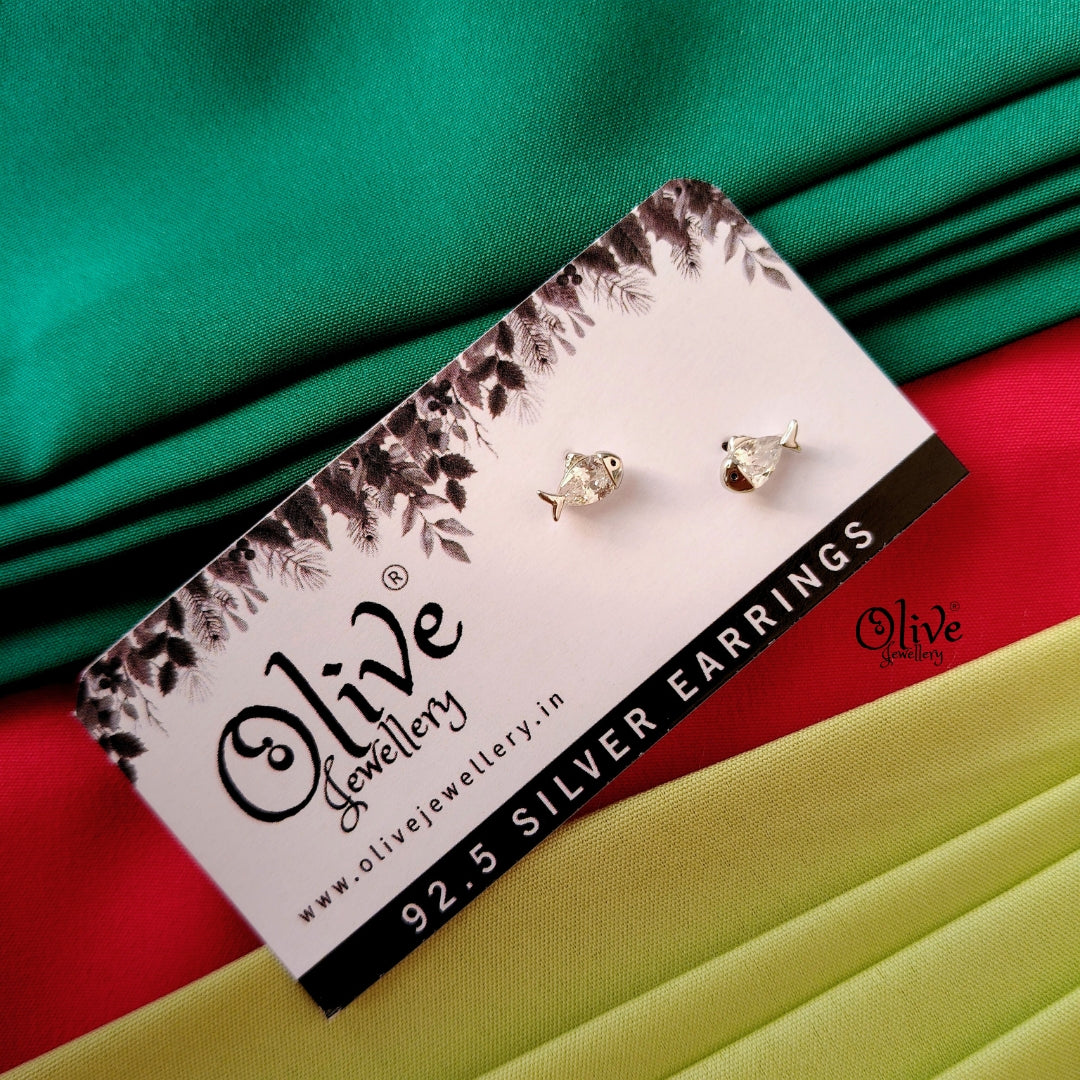 Big Stone Dolphin Studs -92.5 Silver
