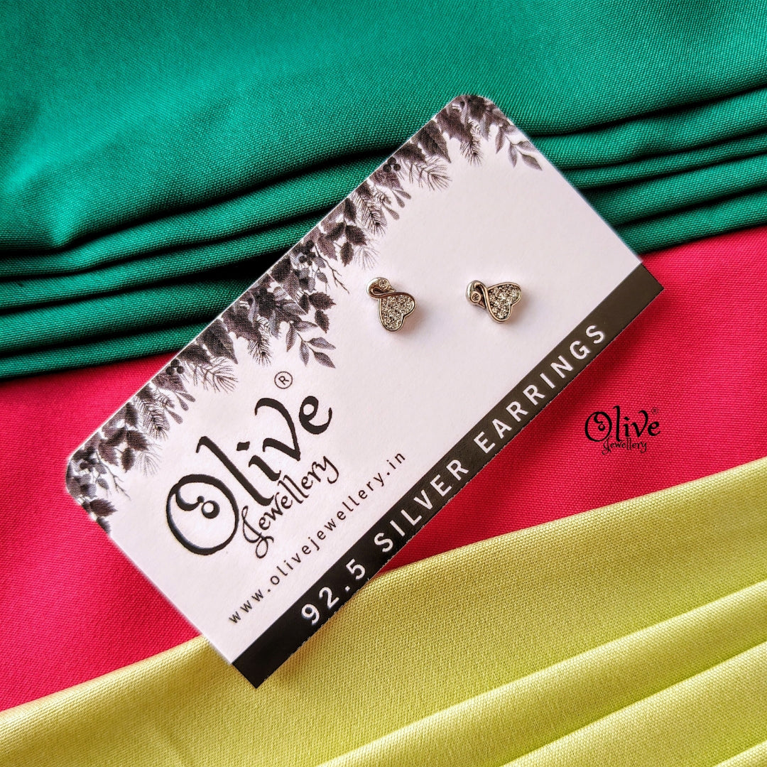 Heart Swan Studs -92.5 Silver