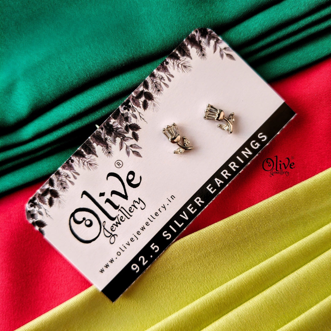 Rose Flower Studs -92.5 Silver