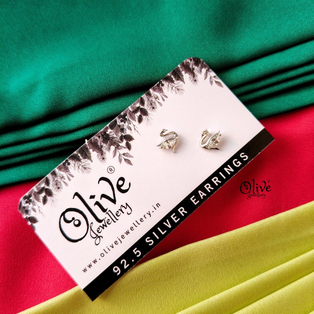 Cute Swan Studs -92.5 Silver