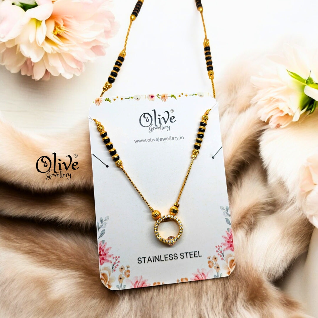SS Black Beads Chain - 7