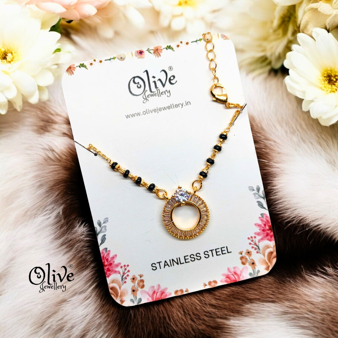 SS Black Beads Chain - 8