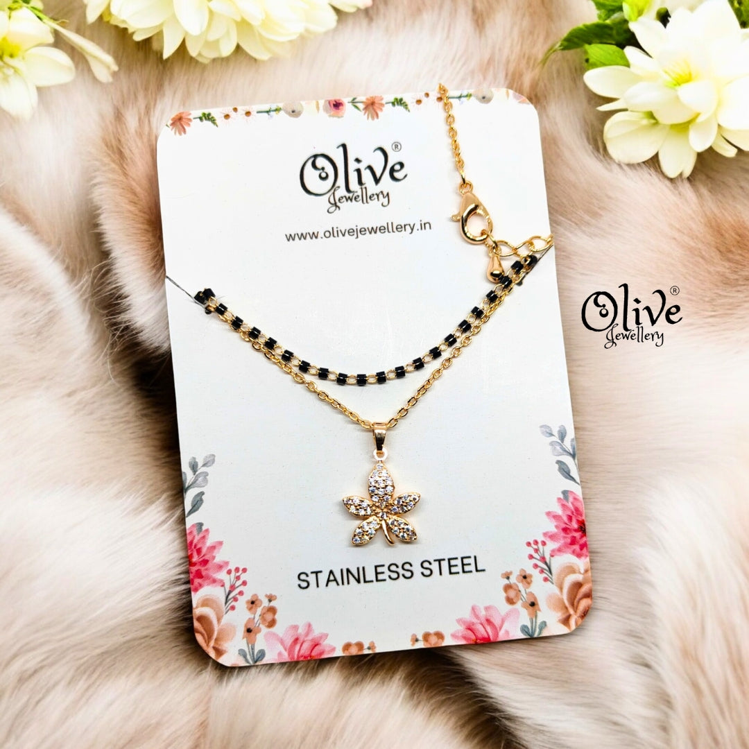 SS Black Beads Chain - 12