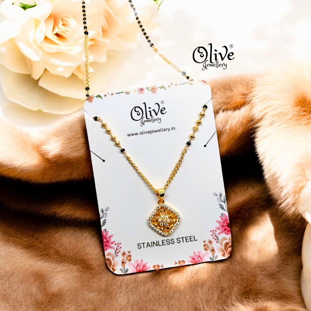 SS Black Beads Chain - 19