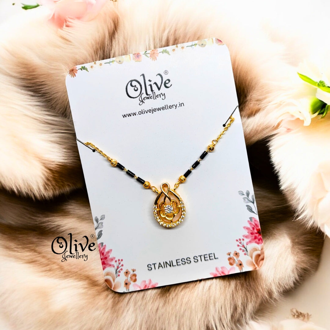 SS Black Beads Chain - 26