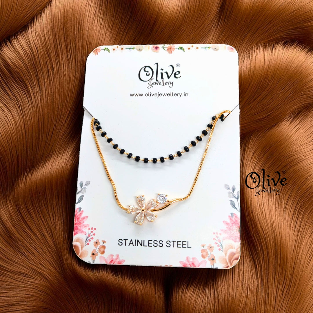 SS Black Beads Chain - 32 ( Gold Shade )