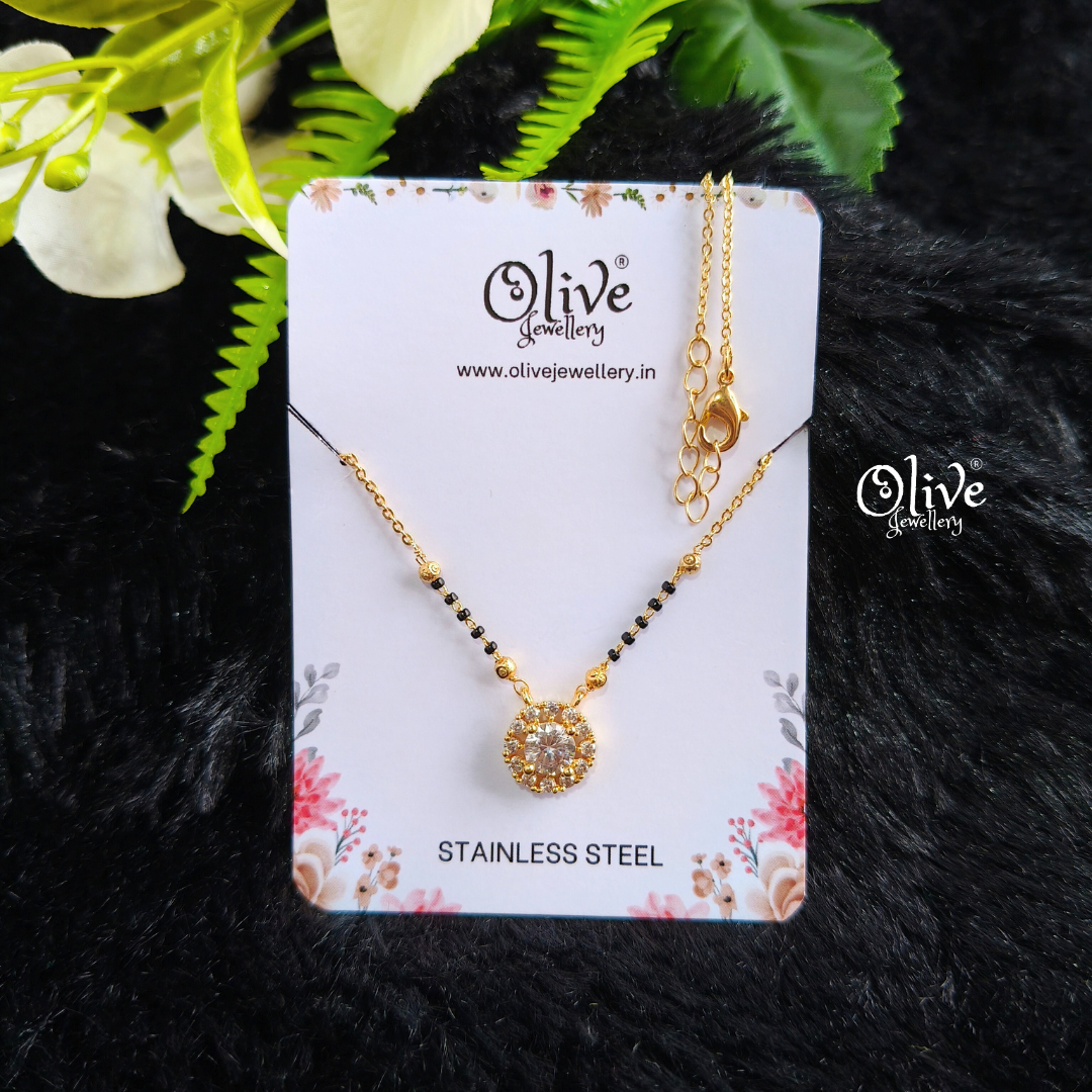 SS Black Beads Chain - 60( Gold Shade )