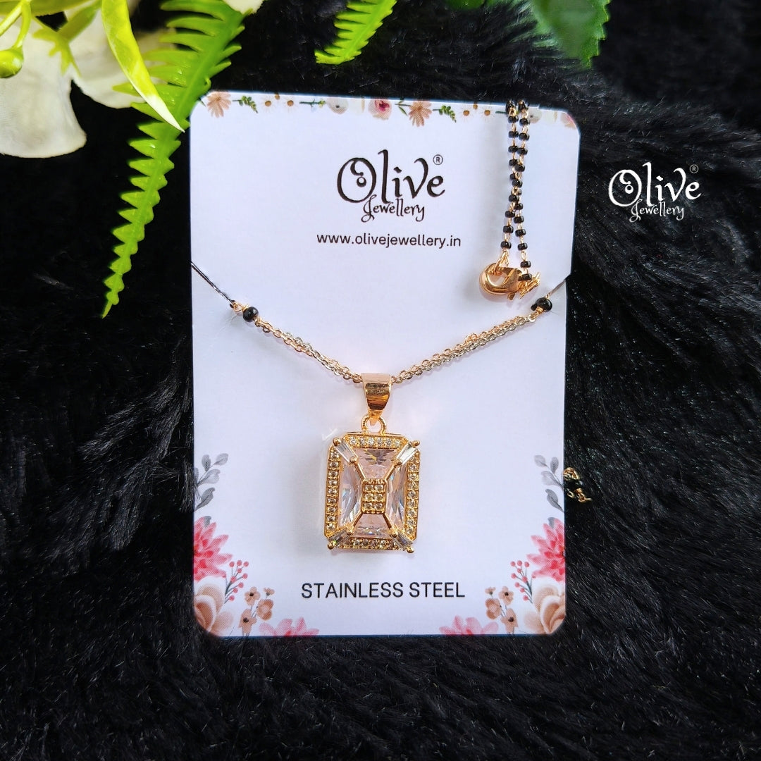 SS Black Beads Chain - 62( Rose Gold Shade )