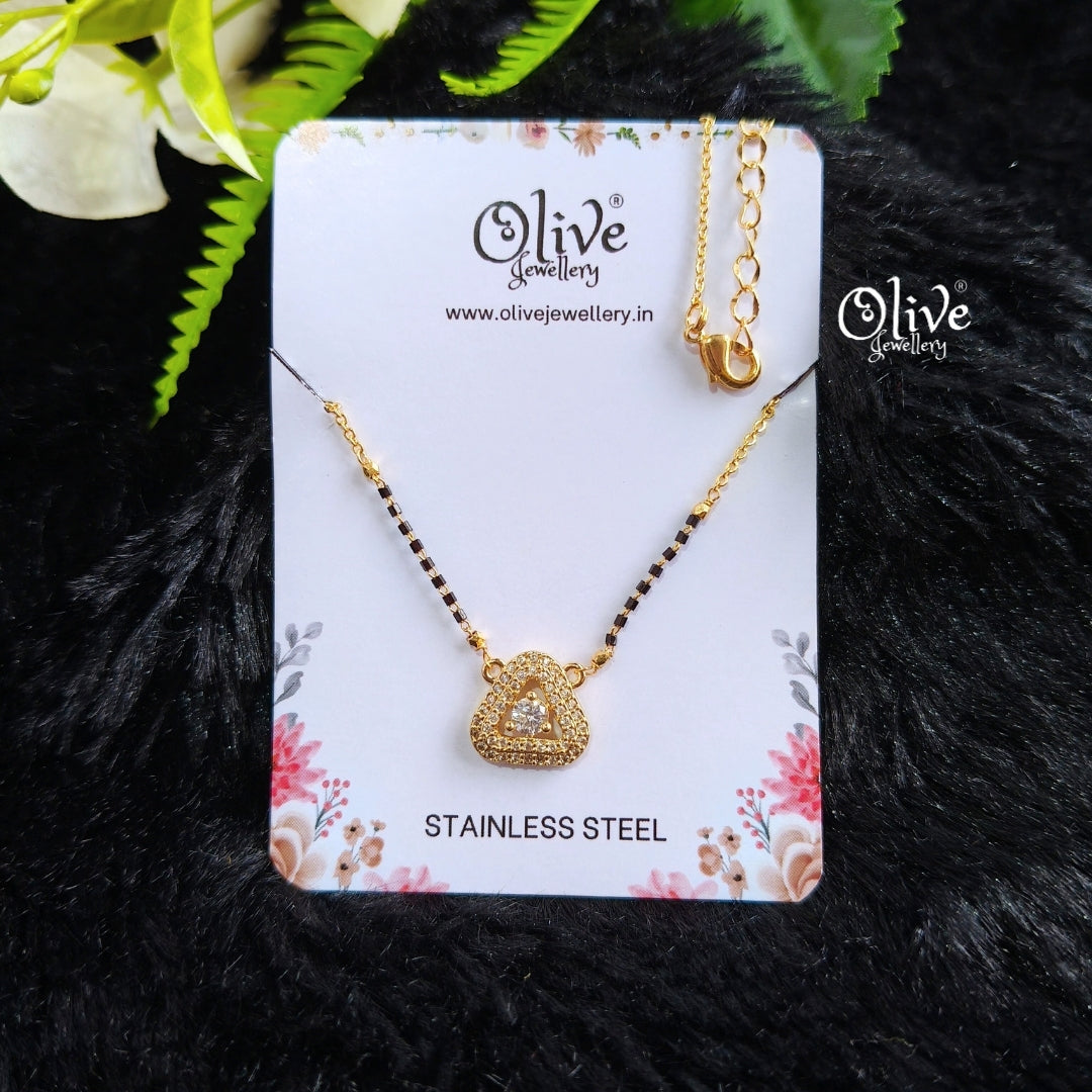 SS Black Beads Chain - 66( Gold Shade )