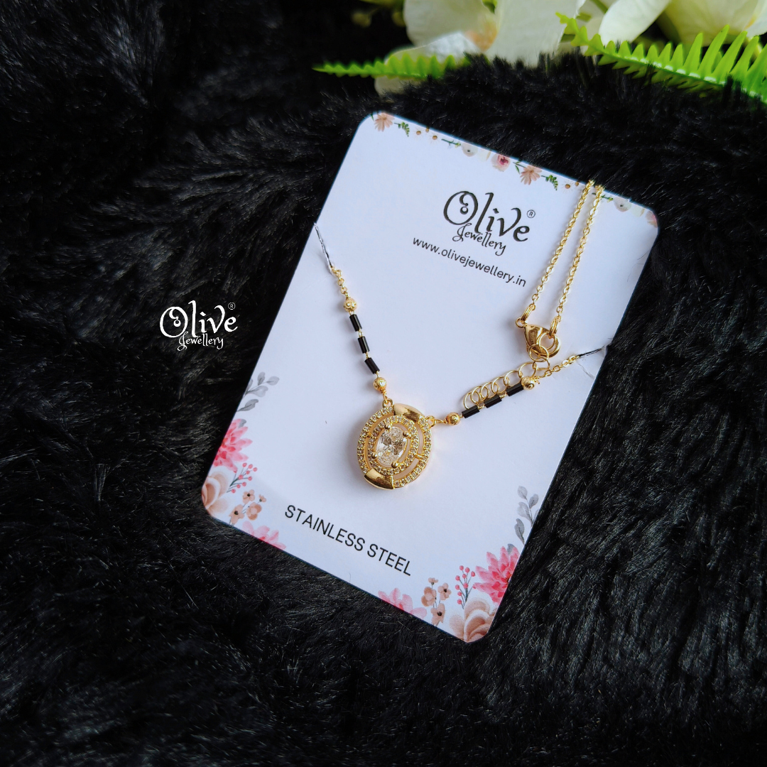 SS Black Beads Chain - 69( Gold Shade )