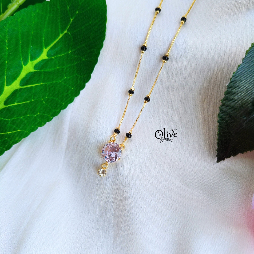 SS Black Beads Chain - 80( Gold Shade )