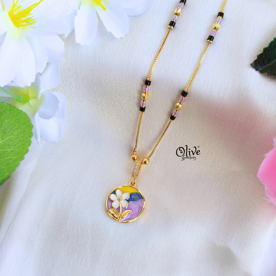 SS Enamel Black Beads Chain - 84( Gold Shade )