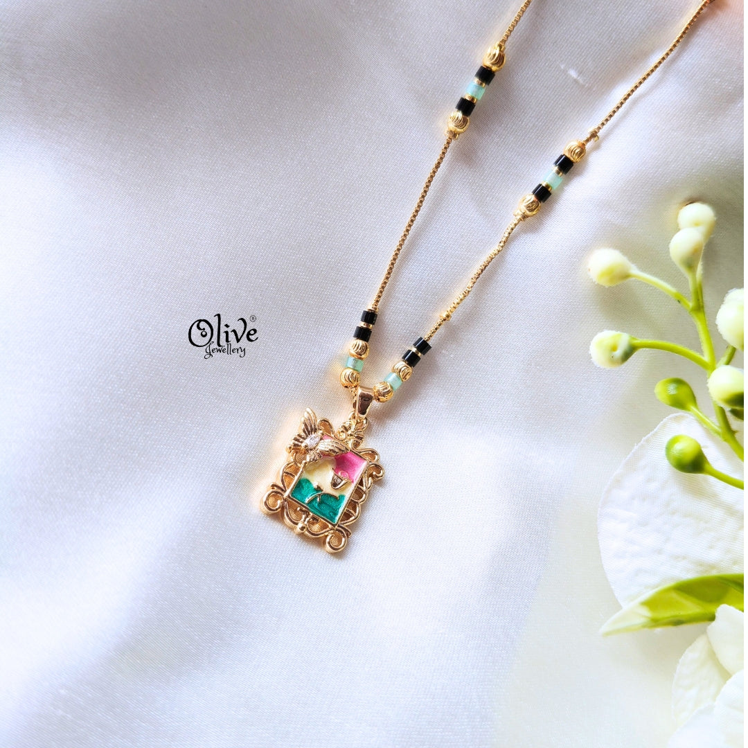 SS Enamel Black Beads Chain - 95( Gold Shade )