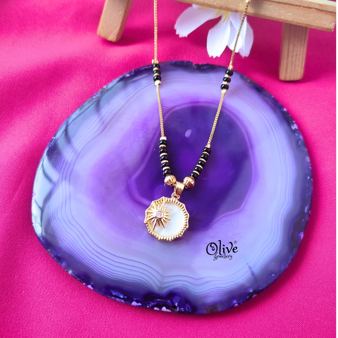 SS Black Beads Chain - 98( Gold Shade )