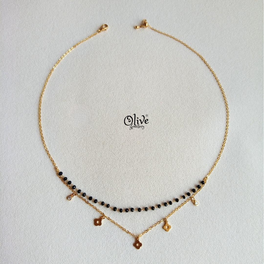 SS Black Beads Chain - 112( Gold Shade )