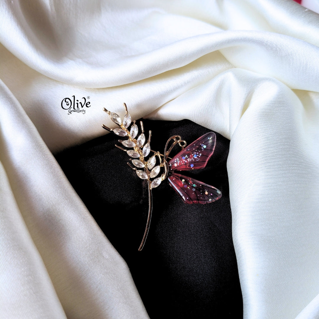 Leafy Butterfly Brooch