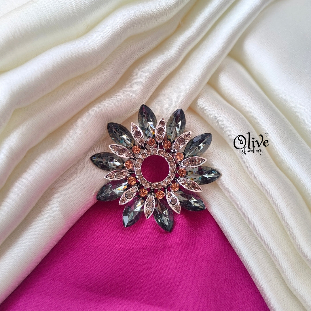 Rhinestone Flower Brooch