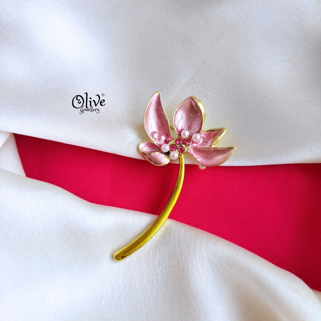Pink Lotus Flower Brooch-806