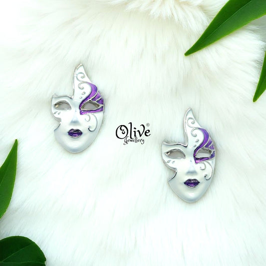 Enamel Earrings - 695 - Silver Shade
