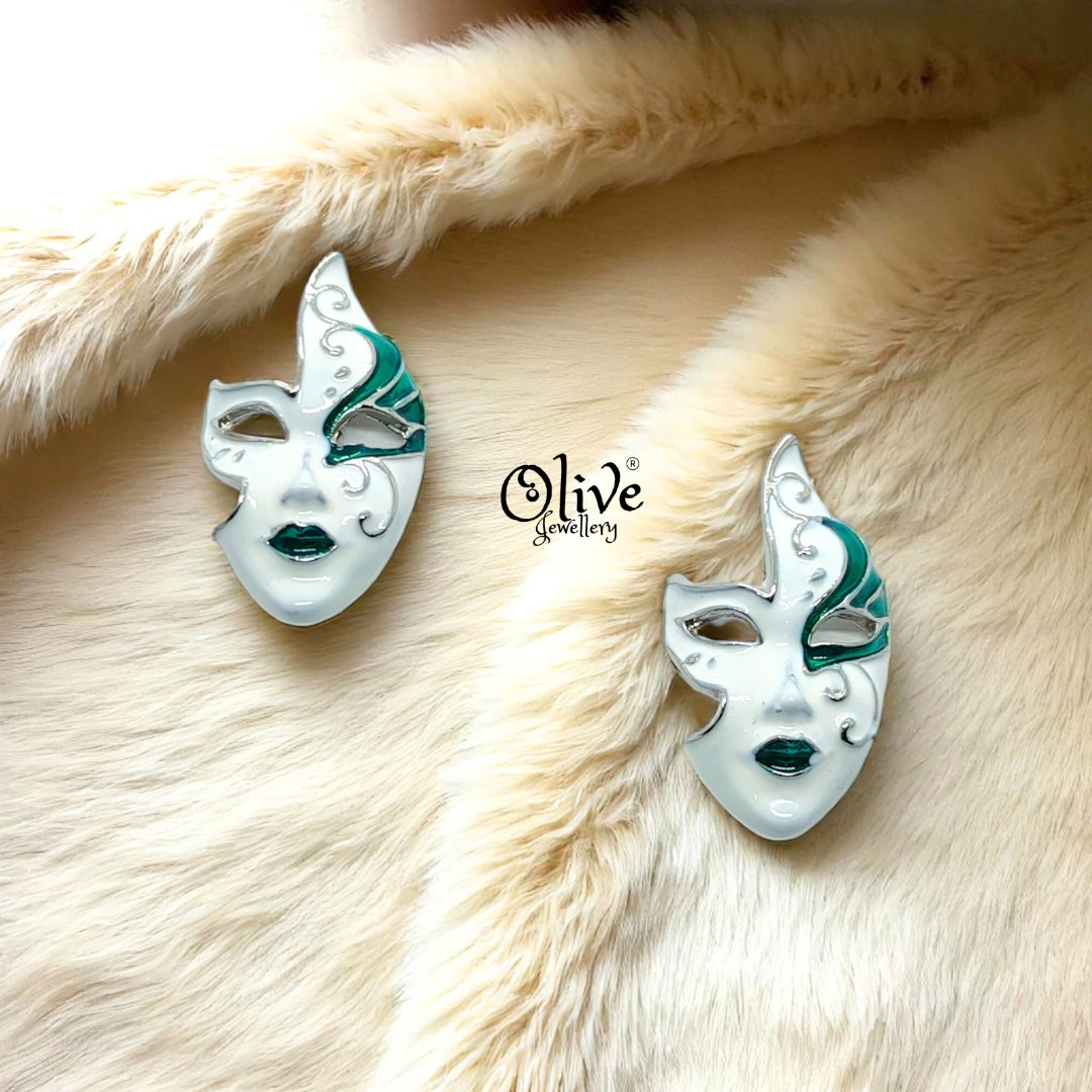 Enamel Earrings - 695 - Silver Shade