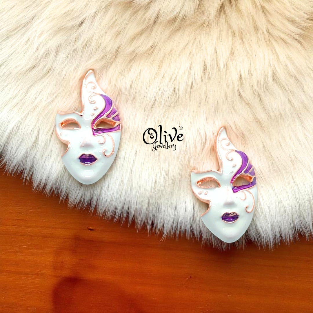 Enamel Earrings - 699 - Rose Gold Shade