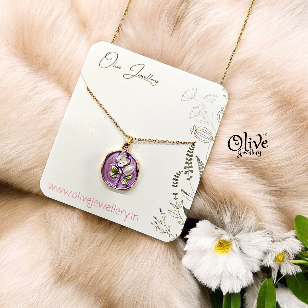 Enamel Pendants - Flower Round