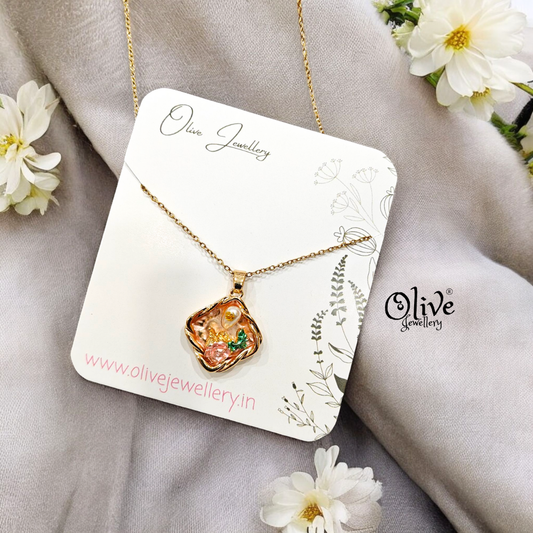 Enamel Pendants - Diamond Shape Pearl