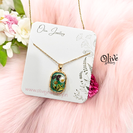 Enamel Pendants - Butterfly Rectangle