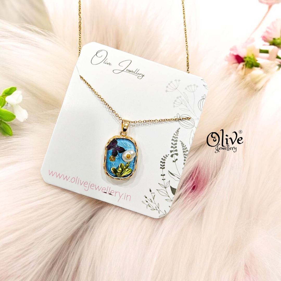 Enamel Pendants - Butterfly Rectangle