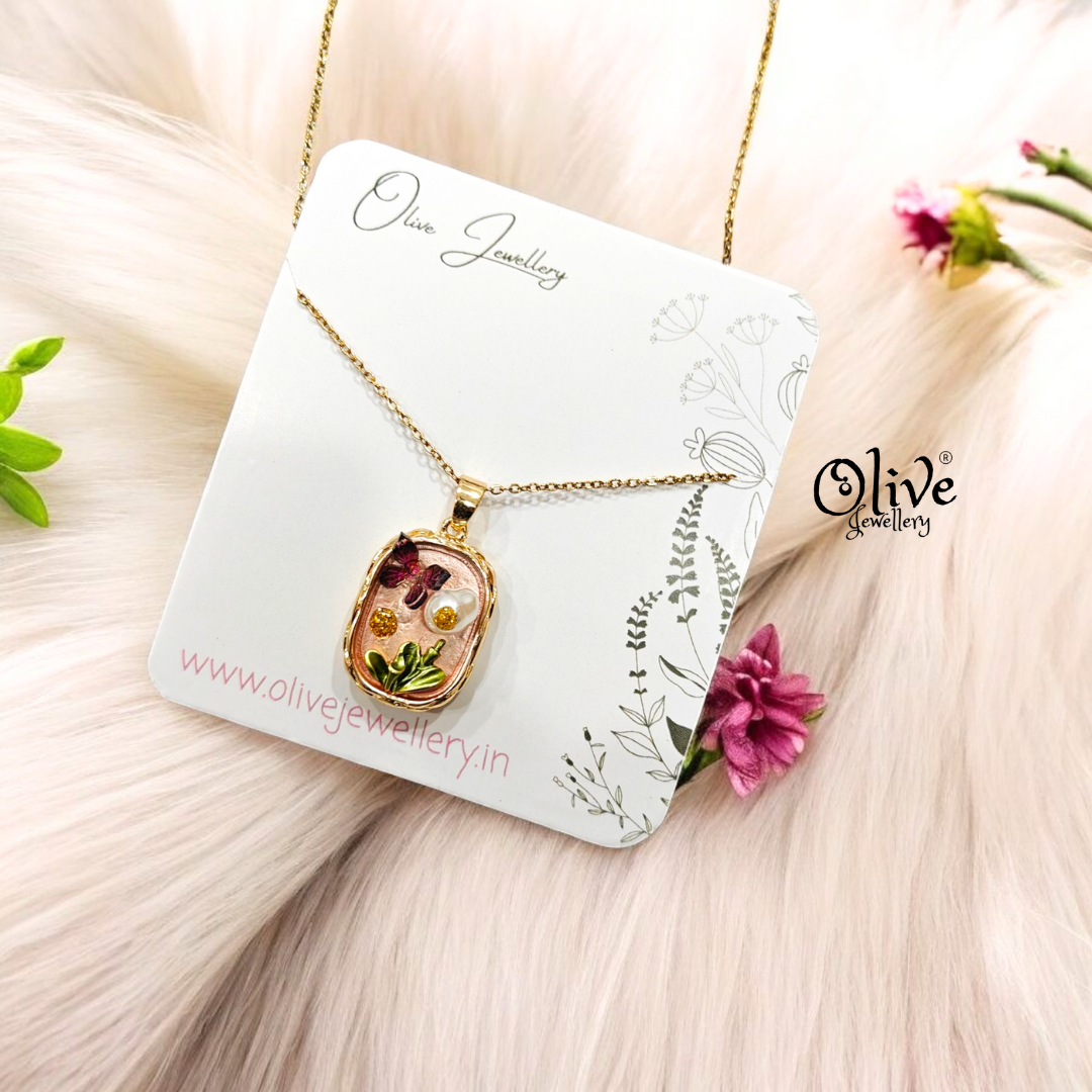 Enamel Pendants - Butterfly Rectangle