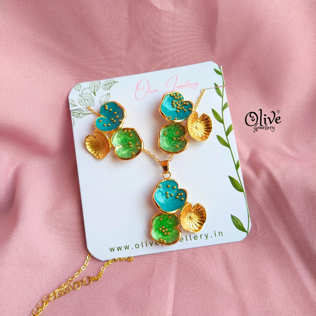 Enamel Pendants -107 - Pendent with Earrings (Combo Set)