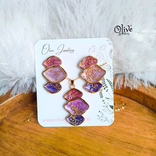 Enamel Pendent - 118 - Pendent with Earrings (Combo Set)