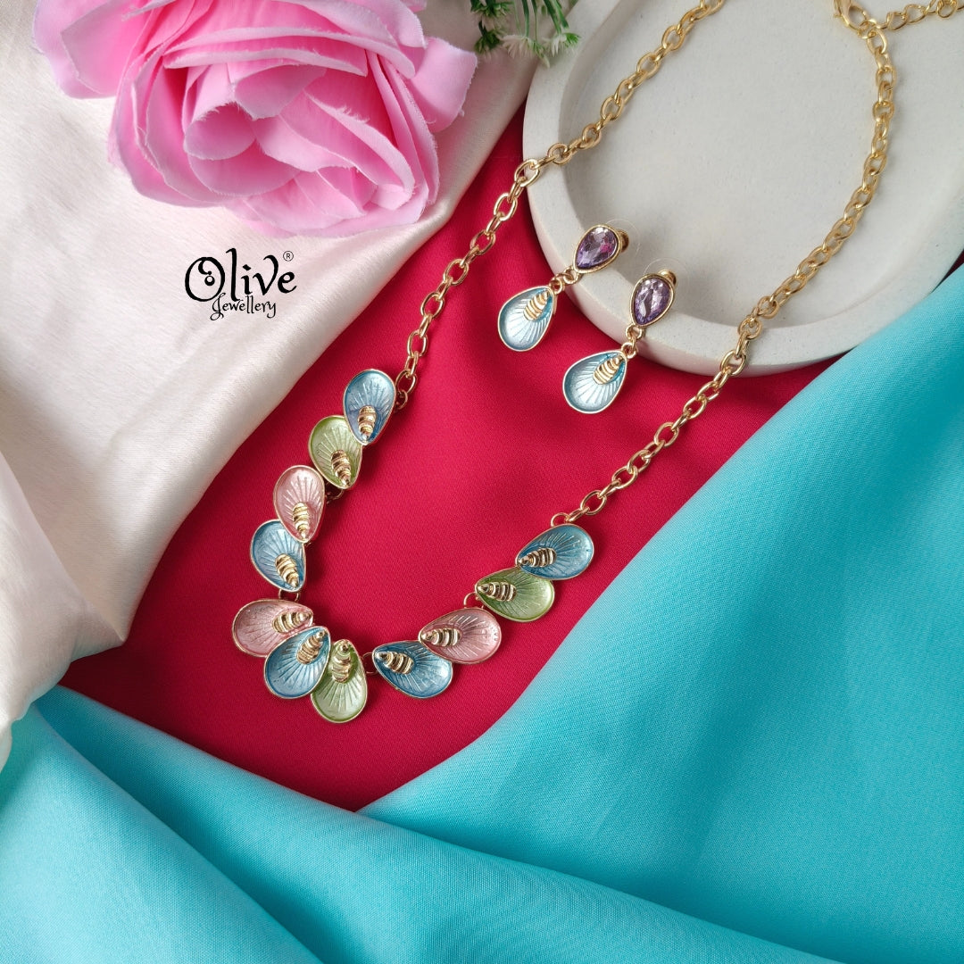 Multicolour Drop Enamel Necklace