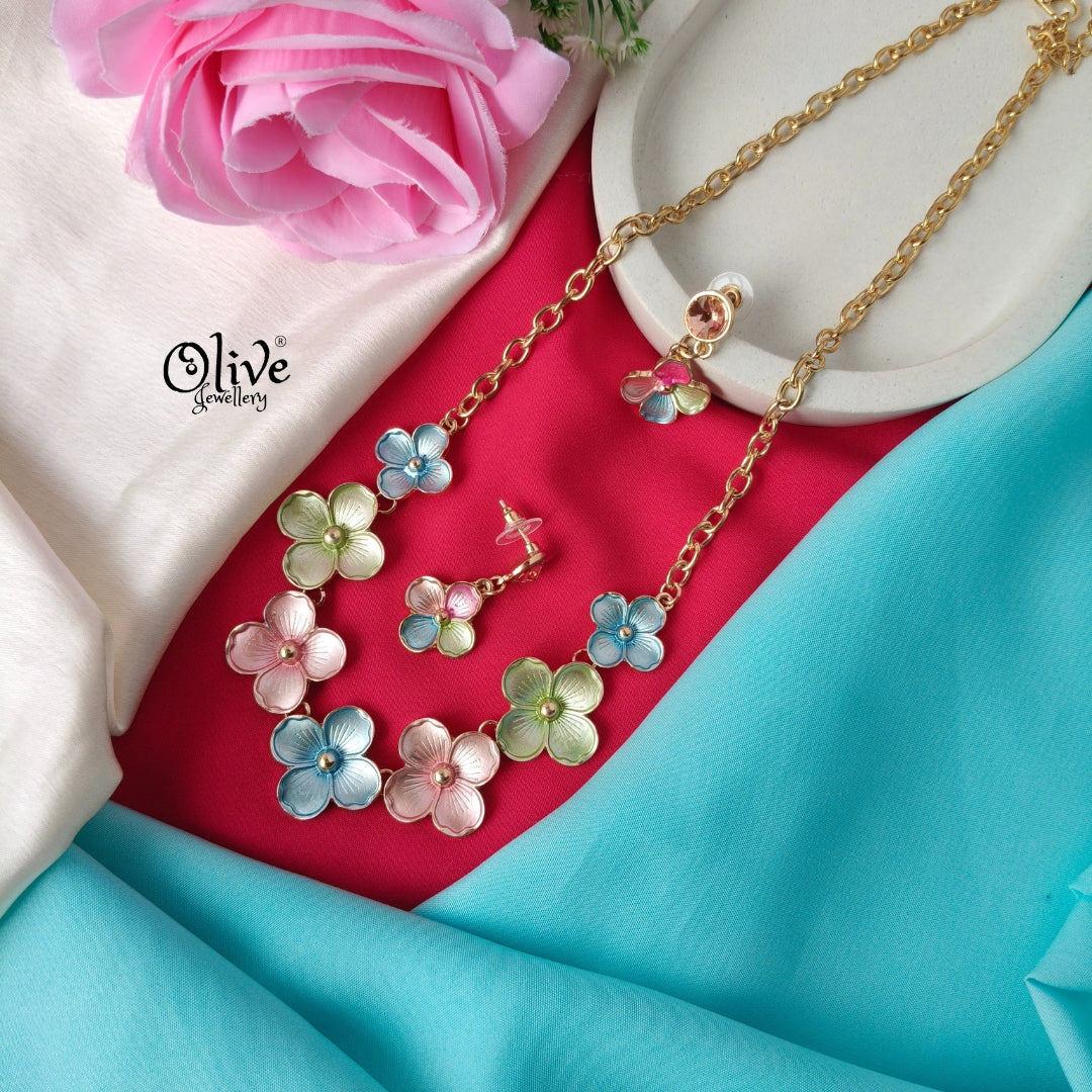 Floral Enamel Necklace