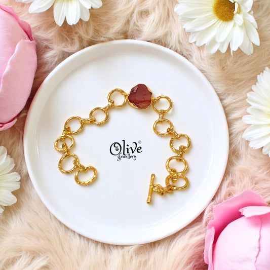 Natural Stone Bracelet - Single Stone - Collet Fitting - 1