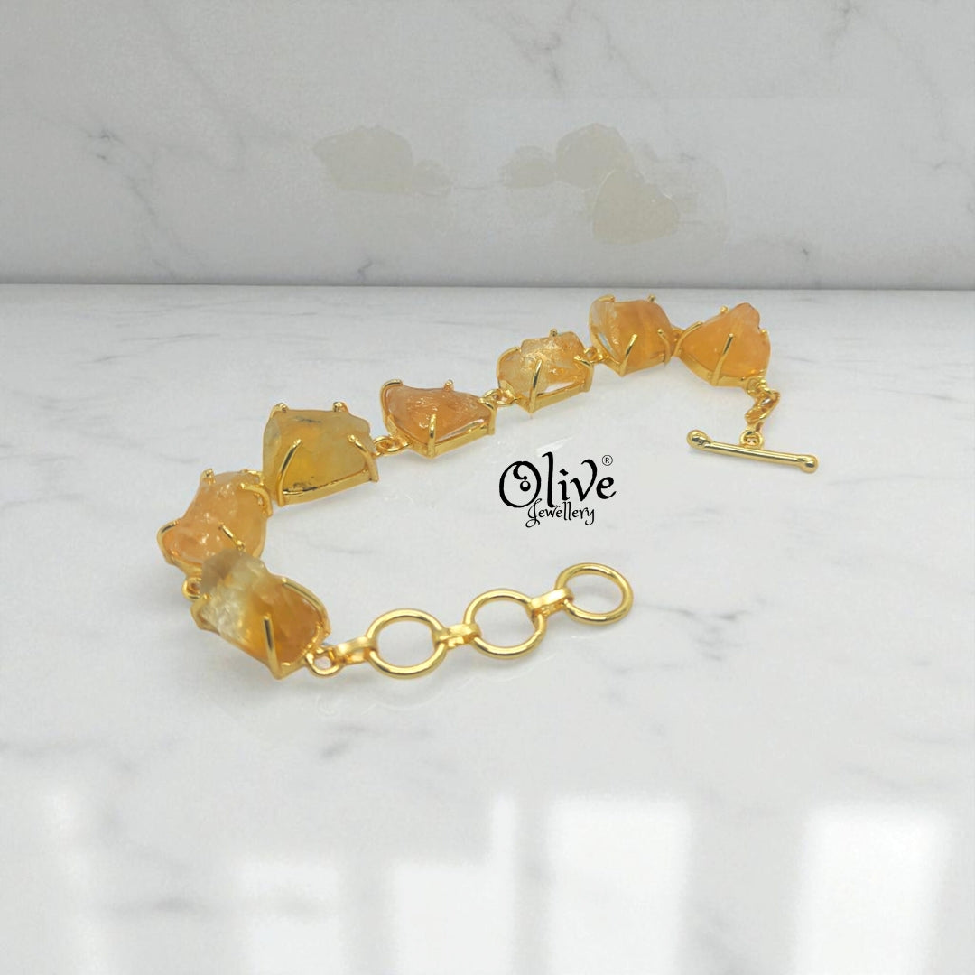 Natural Stone Bracelet - Claw Fitting - Seven Stones - Rough Shape - 33