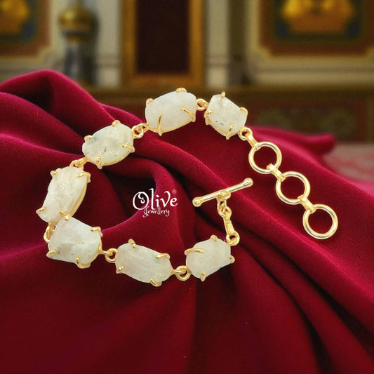 Natural Stone Bracelet - Claw Fitting - Seven Stones - Rough Shape - 33