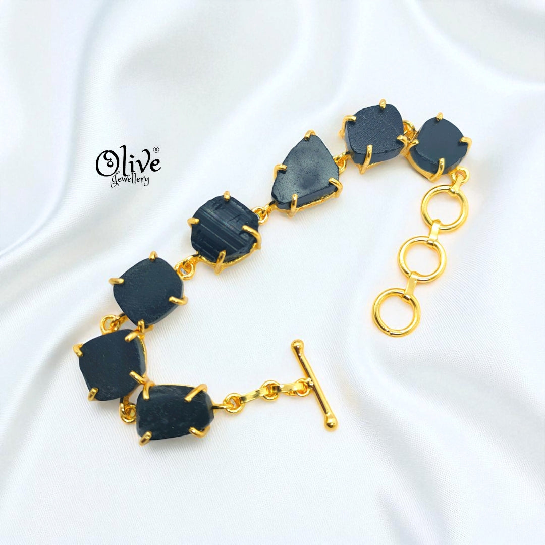 Natural Stone Bracelet - Claw Fitting - Seven Stones - Rough Shape - 33