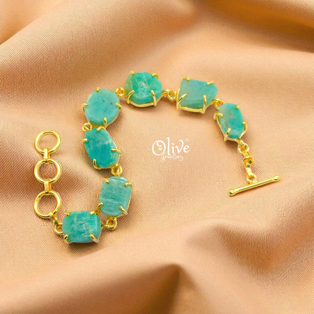 Natural Stone Bracelet - Claw Fitting - Seven Stones - Rough Shape - 33