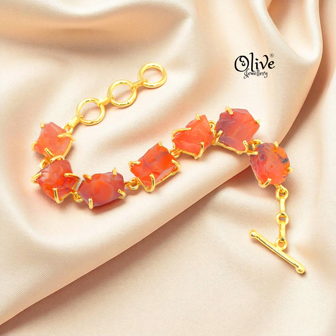 Natural Stone Bracelet - Claw Fitting - Seven Stones - Rough Shape - 33