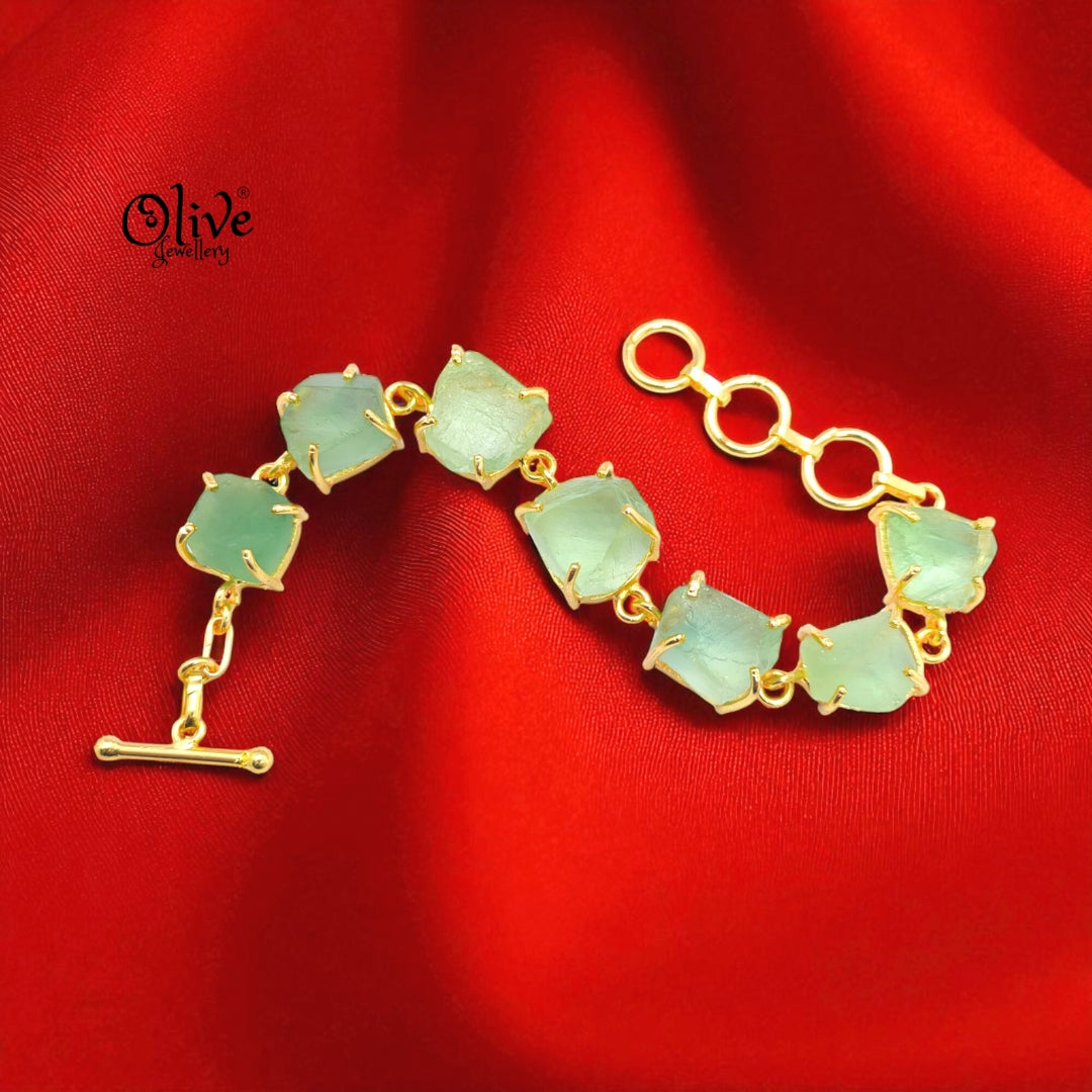 Natural Stone Bracelet - Claw Fitting - Seven Stones - Rough Shape - 33