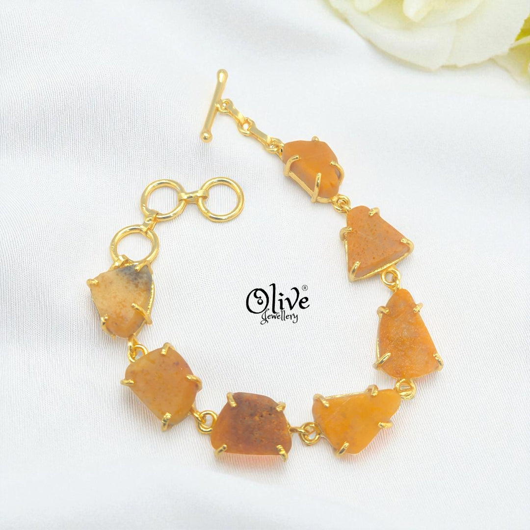 Natural Stone Bracelet - Claw Fitting - Seven Stones - Rough Shape - 33