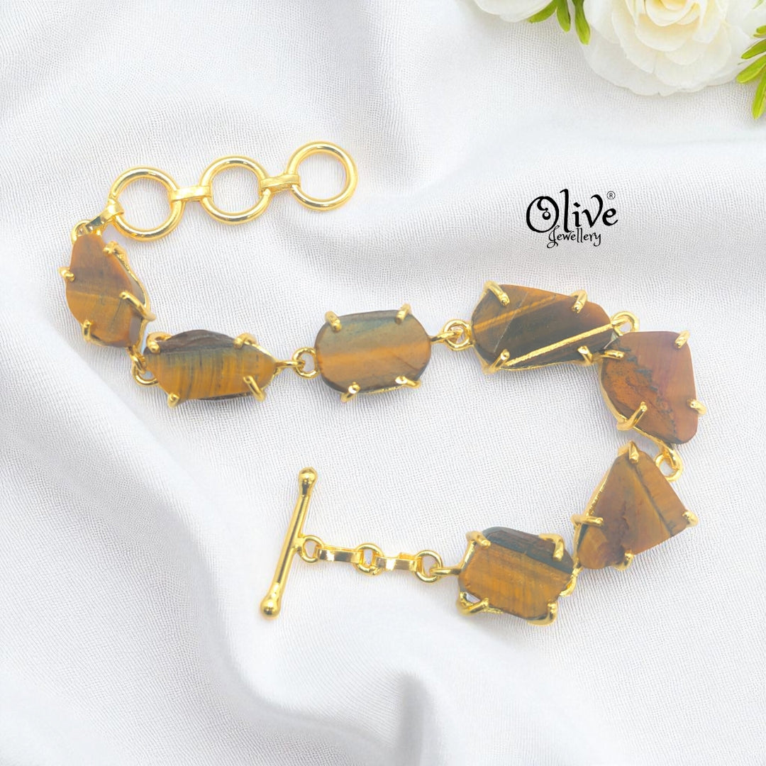 Natural Stone Bracelet - Claw Fitting - Seven Stones - Rough Shape - 33