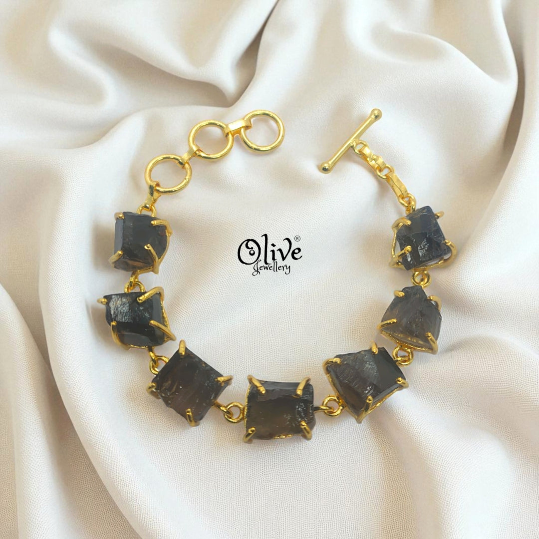 Natural Stone Bracelet - Claw Fitting - Seven Stones - Rough Shape - 33