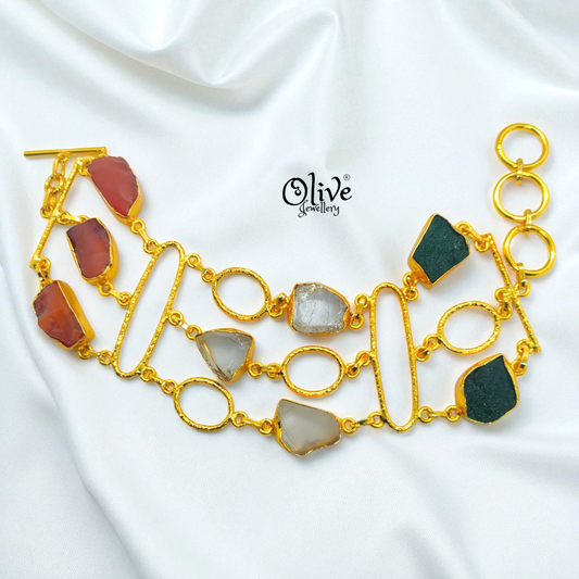 Natural Stone Bracelet - Collet Fitting -Raouf Shape- 48