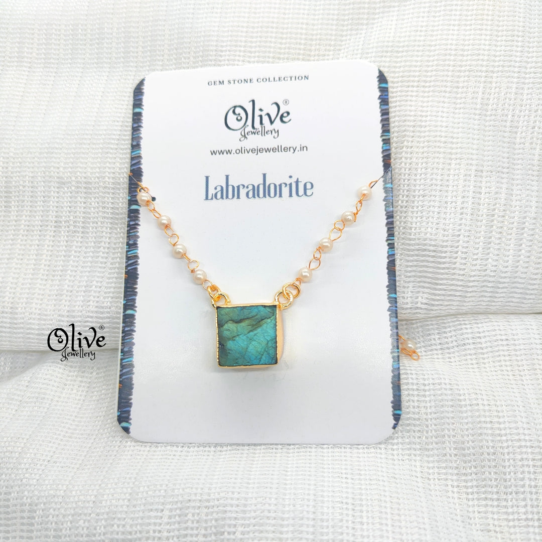 Golden Brass Collection Pendent - Natural Stones - Collet Fitting - Rough Shape - 34