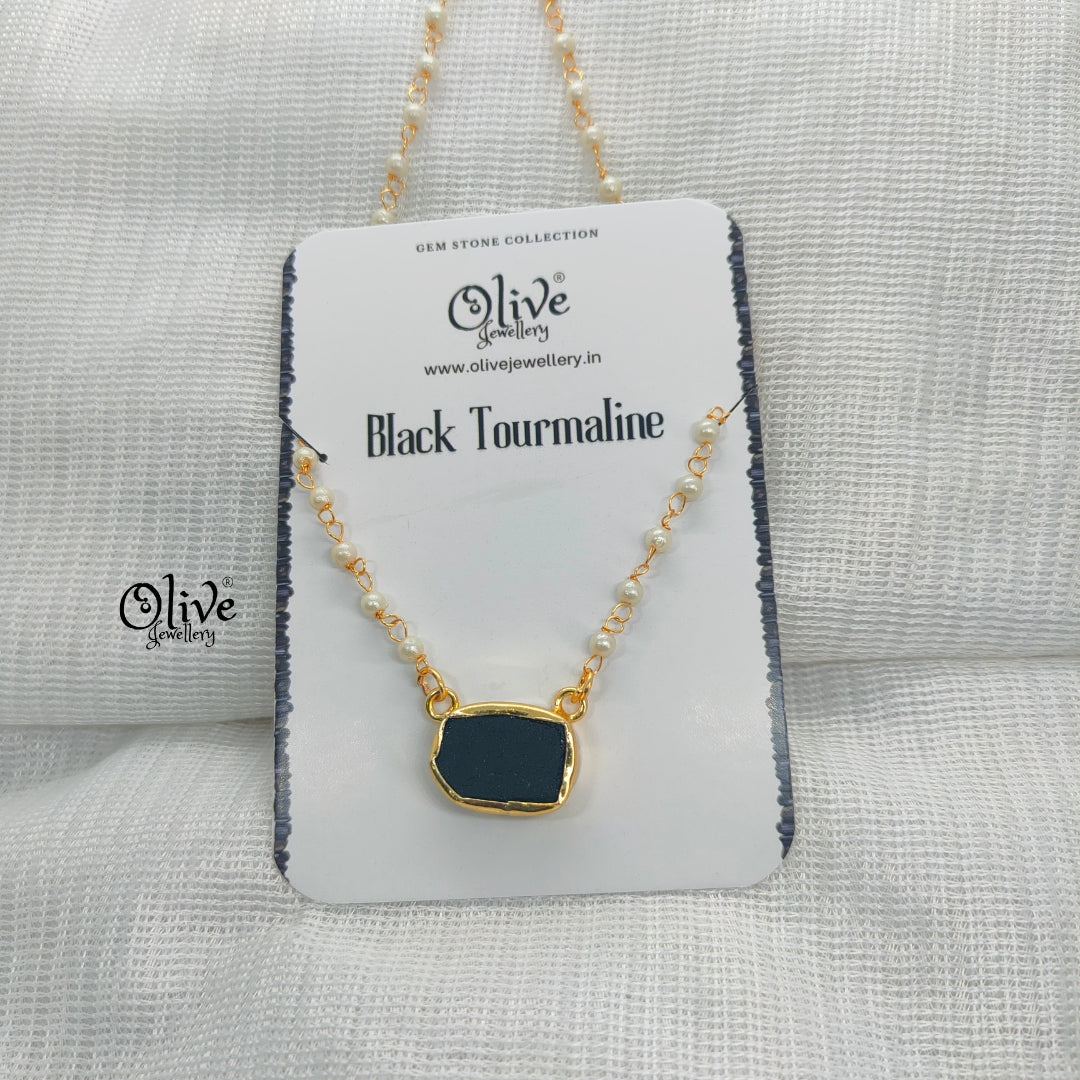 Golden Brass Collection Pendent - Natural Stones - Collet Fitting - Rough Shape - 34