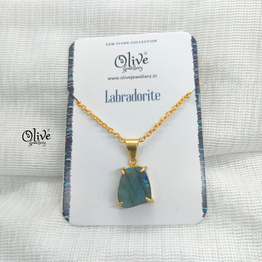 Golden Brass Collection Pendent - Natural Stones - Claw Fitting - Rough Shape - 42