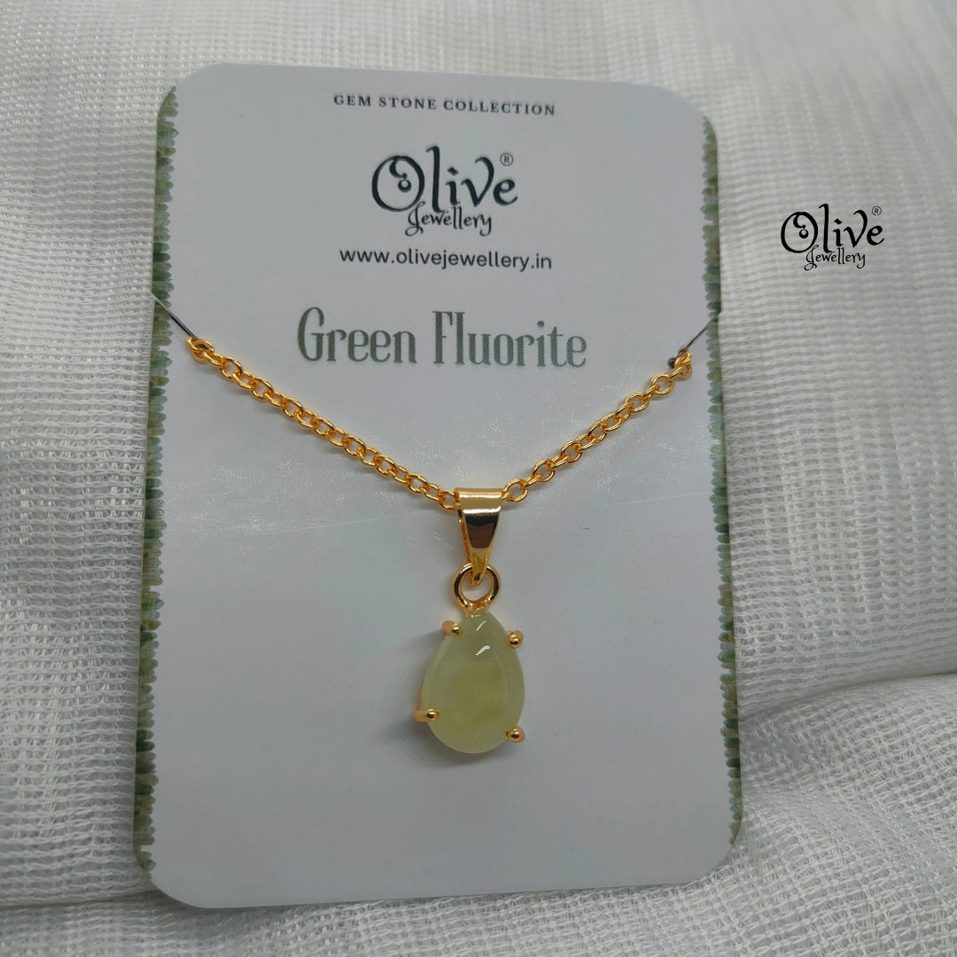 Golden Brass Collection Pendent - Natural Stones - Claw Fitting - Finished Drop Shape - 44