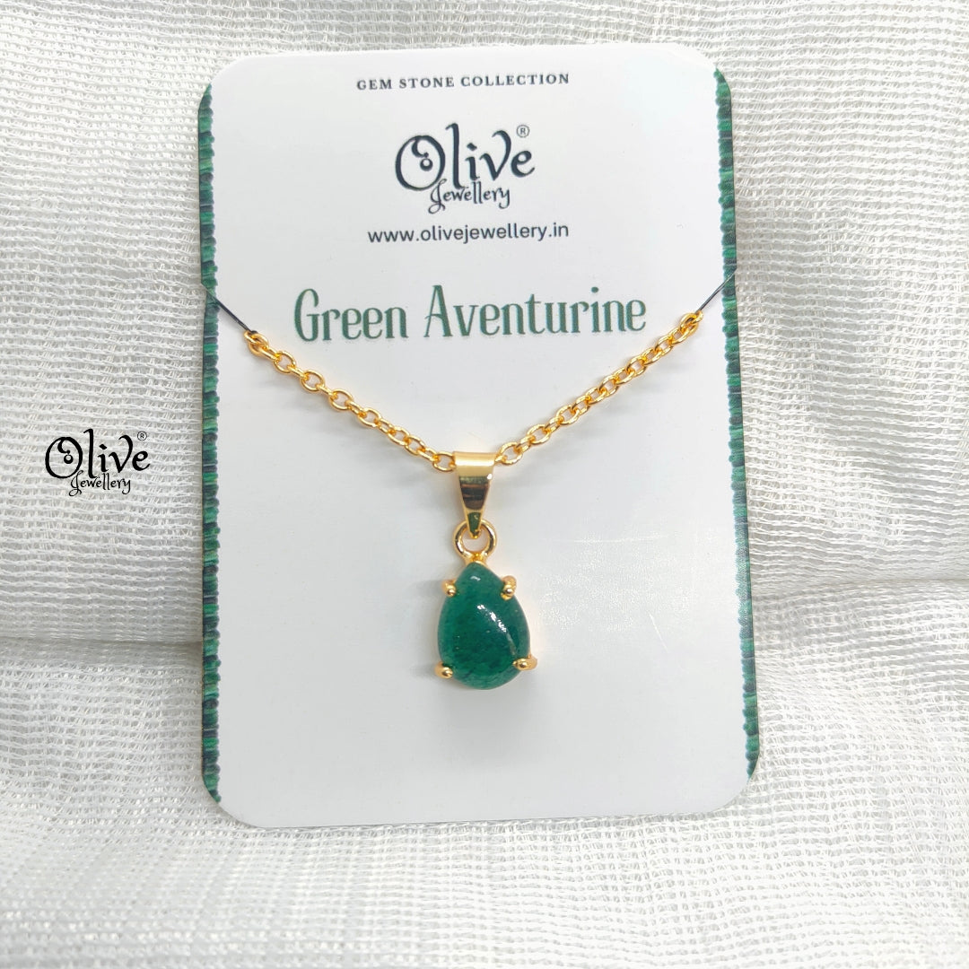 Golden Brass Collection Pendent - Natural Stones - Claw Fitting - Finished Drop Shape - 44